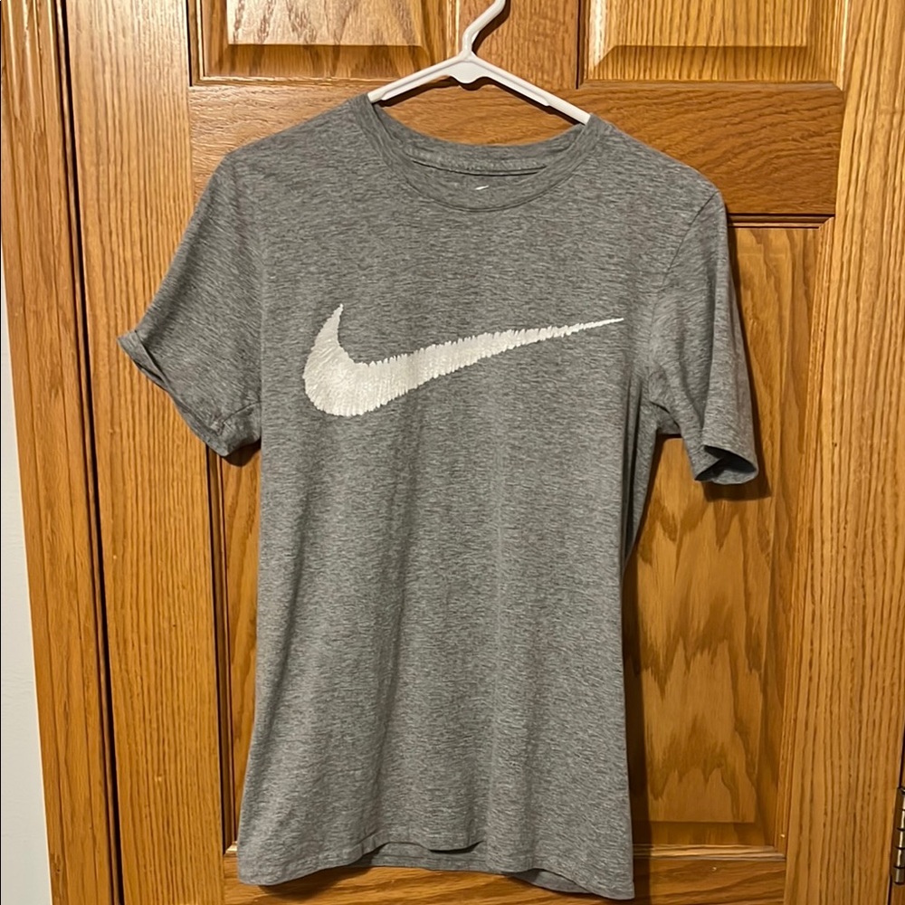 Nike Heather Gray Tee with White Swoosh